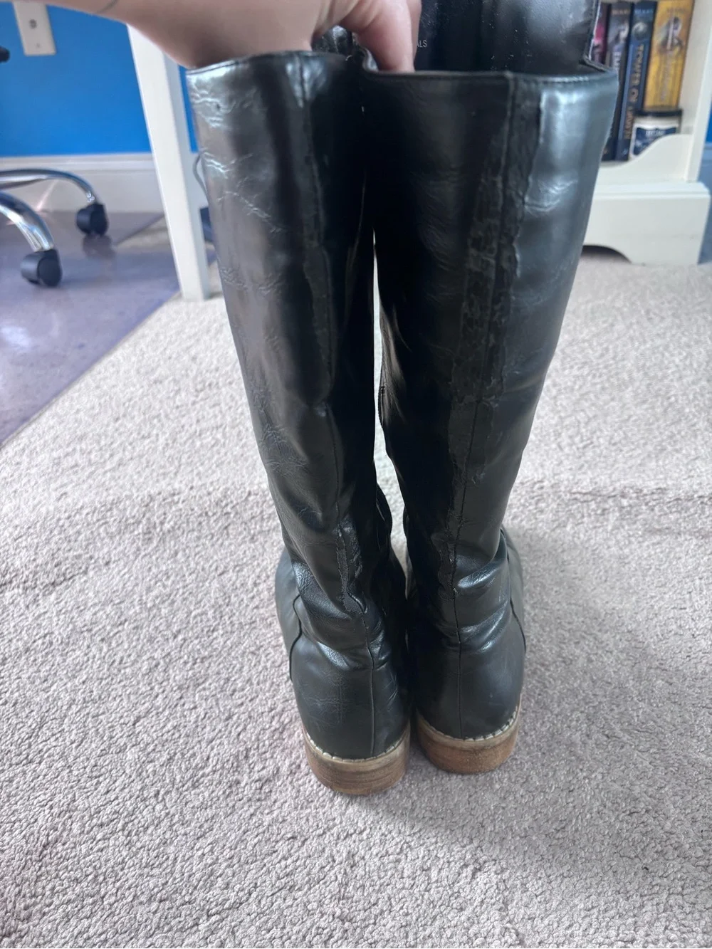 Diba Black Leather Zip Boots